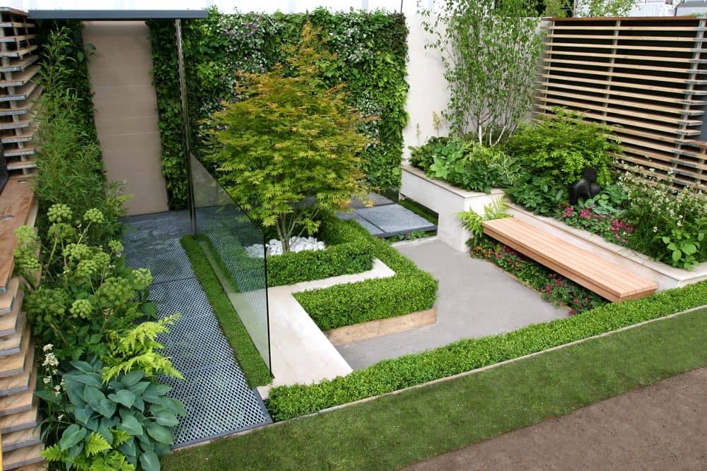 Diseño de jardines exteriores en casas modernas pequeñas ?