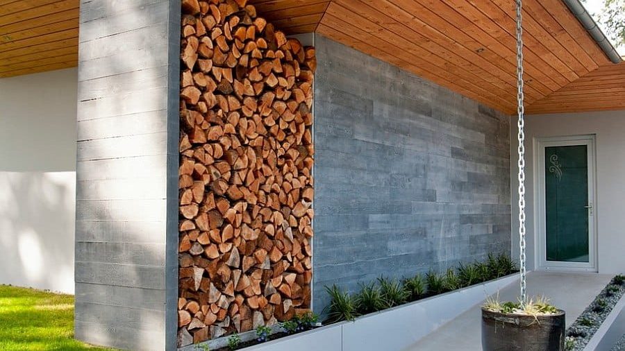 La piedra en fachadas se puede combinar perfectamente con madera o acero.