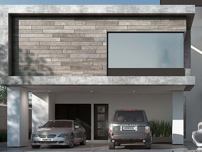 Detalle de fachada moderna minimalista