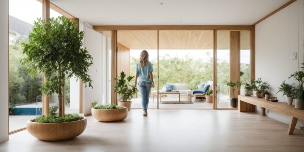 Interior de una casa ecológica moderna. 